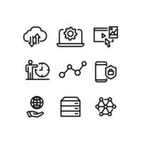 set icon seo promotion, analytics, management. line style vector