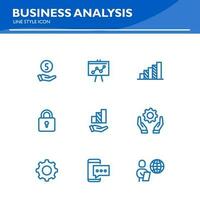 business analysis line icon planning, financing, grant, audience, presentation, marketing vector