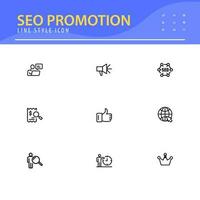 SEO and promotion line icons collection vector