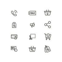 Online shopping application Interface related icon set. Website sign vector