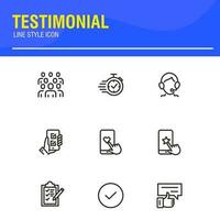 Testimonial, Customer Feedback and User Experience related icon set vector
