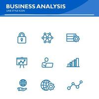 business analysis line icon planning, financing, grant, audience, presentation, marketing vector