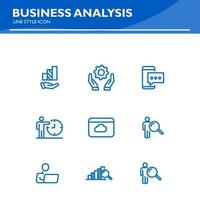 negocio análisis línea icono planificación, financiación, conceder, audiencia, presentación, márketing vector