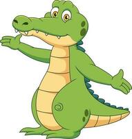 Cute crocodile mascot cartoon posing. Cute animal mascot cartoon vector