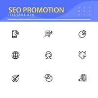 SEO and promotion line icons collection vector