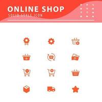 Online shopping application Interface related icon set. Website sign, solid style icon vector