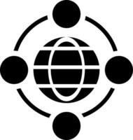 Black and White illustration of global networking icon. vector