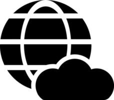 Black and White illustration of global cloud computing icon. vector