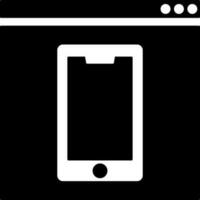 Online mobile website page icon in Black and White color. vector