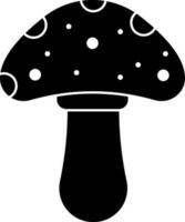 Black and white mushroom glyph icon. vector