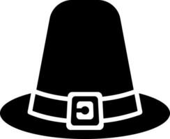 Flat style pilgrim hat icon in Black and White color. vector