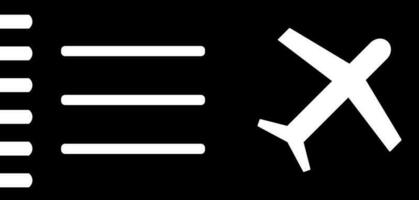 Black and White aircraft boarding pass icon in flat style. vector