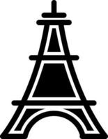 Glyph illustration of eiffel tower in flat style. vector