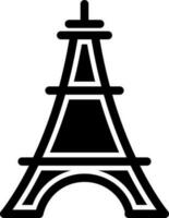 Glyph illustration of eiffel tower in flat style. vector