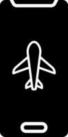 Flat illustration of airplane on smartphone back cover icon. vector