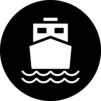 Black and White ship icon in flat style. vector