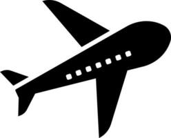 Flat style airplane icon in Black and White color. vector