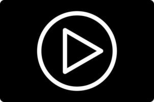 Glyph video player icon in Black and White color. vector