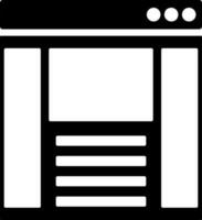 Black and White webpage icon in flat style. vector