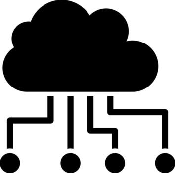 nube informática icono en negro y blanco color. vector