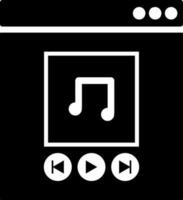 Online music player icon in Black and White color. vector