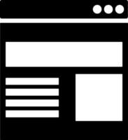 Glyph webpage icon in Black and White color. vector