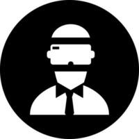 Black and White illustration of vr man icon. vector