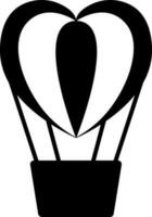 Heart shape hot air balloon in Black and White color. vector