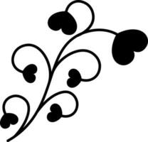 Heart floral pattern in black color. vector