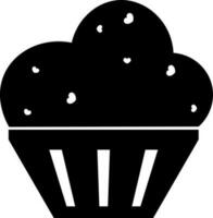 Black and White cup cake icon in flat style. vector