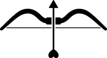 Bow with arrow glyph icon or symbol. vector