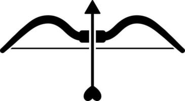 Bow with arrow glyph icon or symbol. vector