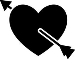 Vector illustration of heart with arrow icon.