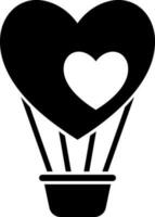 Heart shape hot air balloon in Black and White color. vector