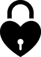Heart lock icon in Black and White color. vector