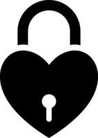 Heart lock icon in Black and White color. vector