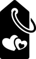 Heart tag or label icon in Black and White color. vector