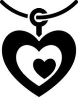 Black and White heart locket or pedant icon in flat style. vector