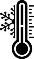 Snowflake with thermometer glyph icon or symbol. vector