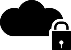 Black and White illustration of cloud lock icon. vector