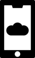 Cloud on smartphone screen glyph icon or symbol. vector