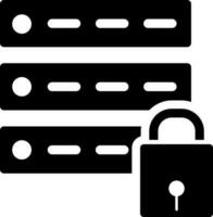 Flat style server lock icon in Black and White color. vector