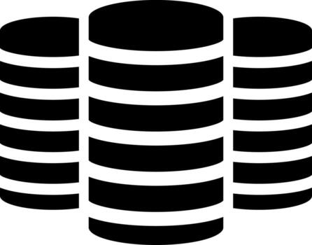 Flat style database center icon in Black and White color. vector