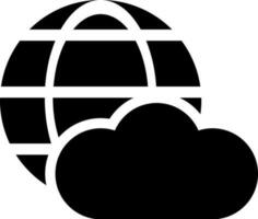 Black and White illustration of global cloud computing icon. vector