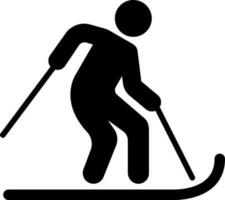 Vector illustration of skiing man holding stick.