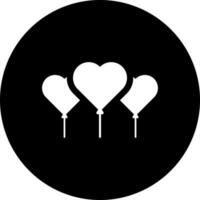 Hearts balloons glyph icon in flat style. vector