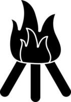 Illustration of bonfire icon in Black and White color. vector