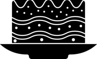 Black and White cake glyph icon or symbol. vector