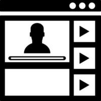 sitio web vídeo jugar icono en negro y blanco color. vector