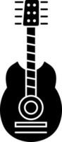 Flat style guitar icon in Black and White color. vector